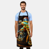 Tablier Glow Ride BBQ Apron – Neon Motorcycle Grill Master (Porté)