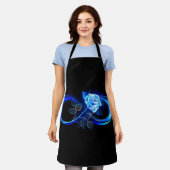 Tablier Glowing infinity with blue rose (Porté)