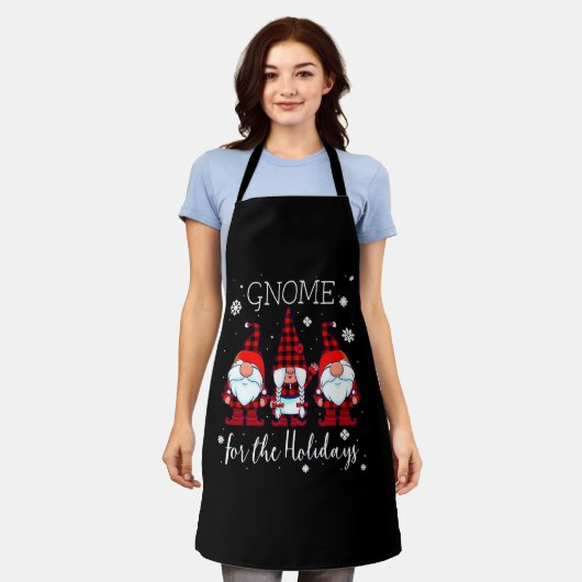 Tablier Gnome for the Holidays Buffalo Plaid 3 Gnomes (Porté)