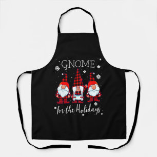 Tablier Gnome for the Holidays Buffalo Plaid 3 Gnomes