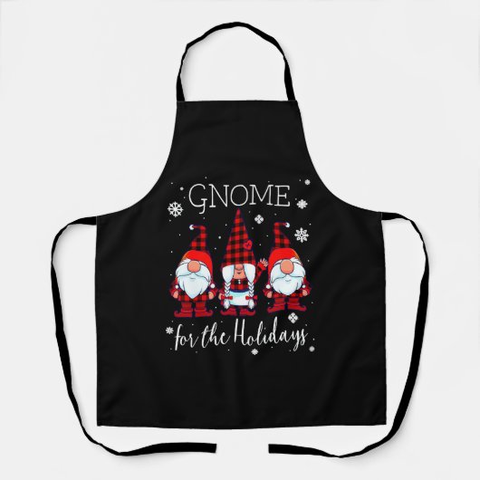 Tablier Gnome for the Holidays Buffalo Plaid 3 Gnomes (Recto)