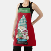 Tablier Gnome Rouge Vert Noël Fête Personnalisée (Insitu)