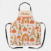 Tablier Gnomes d'action de grâce avec nom citrouille et fe (Recto)