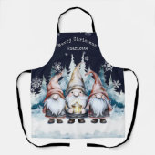 Tablier Gnomes de Noël à l'aquarelle Personnalisés (Recto)