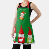 Tablier Gnomes de Noël et Elfe mignon sur Vert (Insitu)