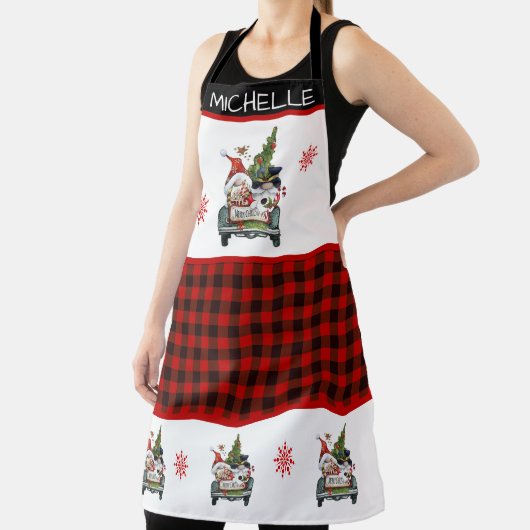 Tablier Gnomes mignons ramène à la maison l'arbre de Noël (Insitu)