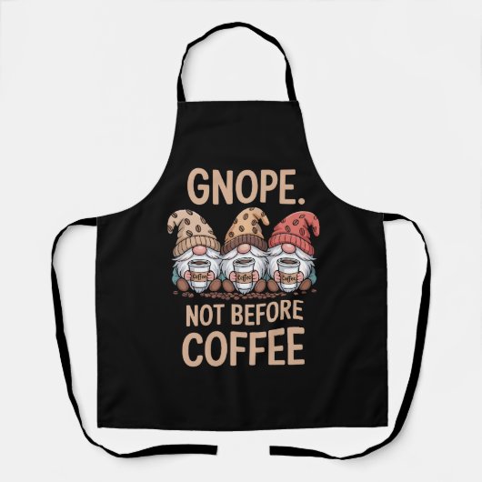 Tablier Gnope Pas de café avant Trois Gnomes Caféine (Recto)
