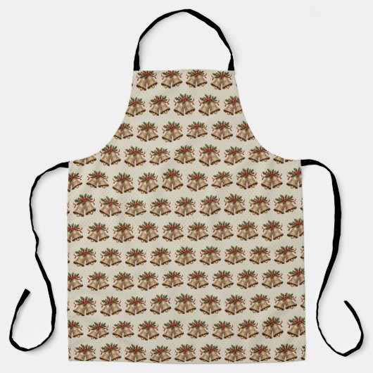 Tablier Gold Christmas Bells Holiday Apron (Recto)