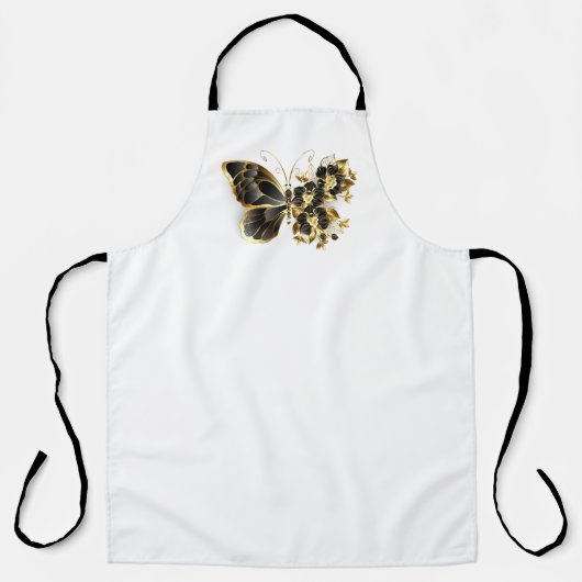 Tablier Gold flower Butterfly with Black Orchid (Recto)