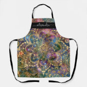 Tablier Gold Mandala Blue Purple Nebula Nom personnalisé (Recto)