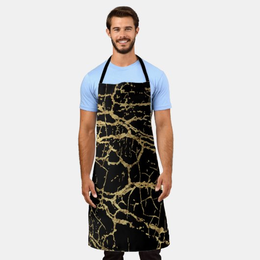 Tablier Gold Marbling Texture : Elément Design Luxe (Porté)