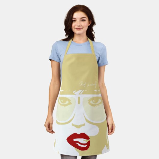 Tablier Gold Pop Art Jolie femme lunettes de soleil Lèvres (Porté)