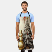 Tablier Gold Snowman Christmas Tree Holiday Apron (Porté)
