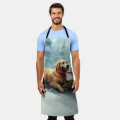 Tablier Golden Retriers Noël neige hiver (Porté)