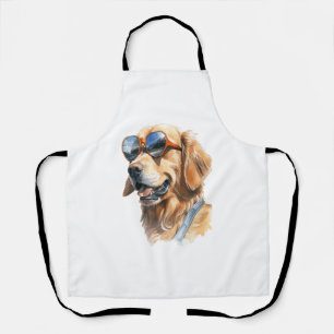Tablier Golden Retriever avec lunettes de soleil