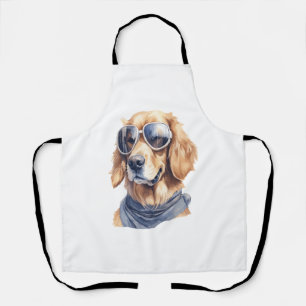 Tablier Golden Retriever avec lunettes de soleil