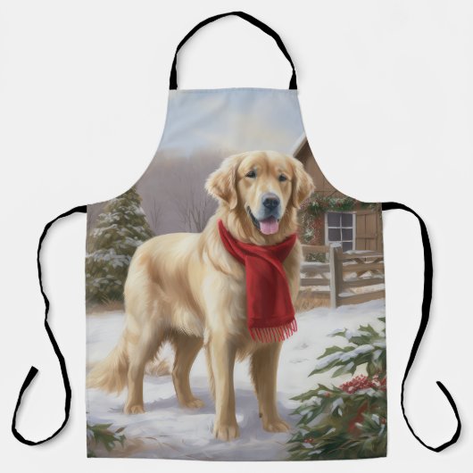 Tablier Golden Retriever Dog in Snow Christmas (Recto)