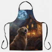 Tablier Golden Retriever Halloween effroi (Recto)