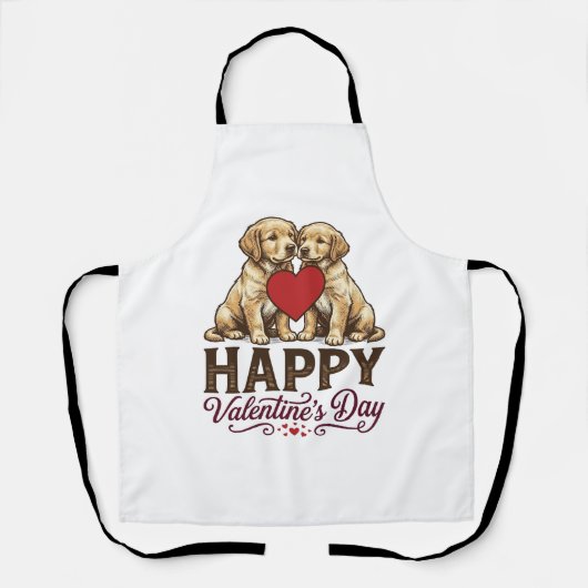 Tablier Golden Retriever Joyeuse Saint-Valentin (Recto)