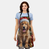 Tablier Golden Retriever Puppy's First Christmas Festive (Porté)