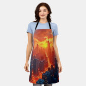 Tablier Golden Skyline: Radiant City Sunset Art (Porté)