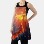 Tablier Golden Skyline: Radiant City Sunset Art (Insitu)