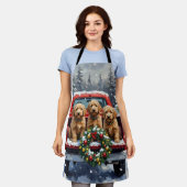 Tablier Goldendoodle Christmas Red Truck Holiday (Porté)