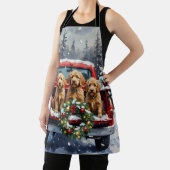Tablier Goldendoodle Christmas Red Truck Holiday (Insitu)