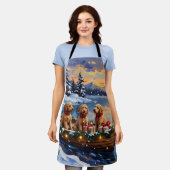 Tablier Goldendoodle Noël Bateau Fêtes (Porté)