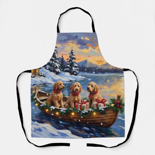 Tablier Goldendoodle Noël Bateau Fêtes (Recto)