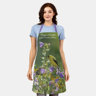 Tablier Goldfinch sur Harebell Flower