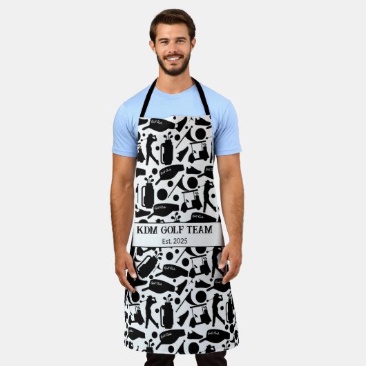 Tablier Golf Silhouette Motif Classic Noir & Blanc (Porté)