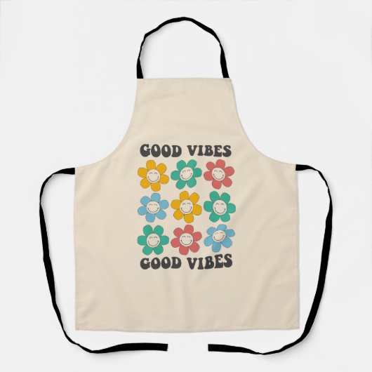 Tablier Good Vibes Fleurs marguerites colorées (Recto)