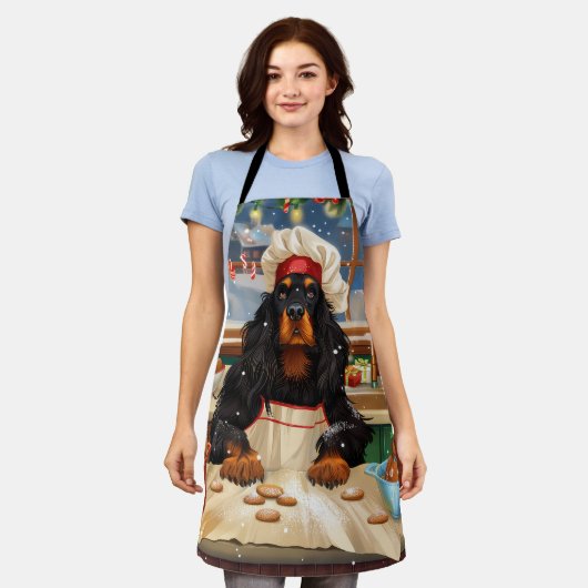 Tablier Gordon Setter Gâteau de vacances : Noël festif (Porté)