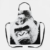 Tablier Gorille d'art pop noir et blanc (Recto)