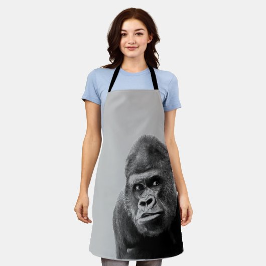 Tablier Gorille noire blanche (Porté)