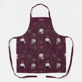 Tablier Gothic Burgundy Floral Skulls (Recto)