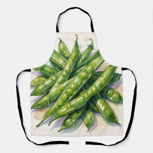 Tablier Gousses de pois à l'aquarelle
