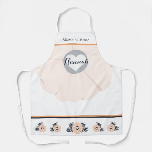 Tablier Graceful Peach Floral Pattern Maid of Honor Apron (Recto)