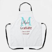 Tablier Gradué ajouter nom monogramme vert rose simple min (Recto)
