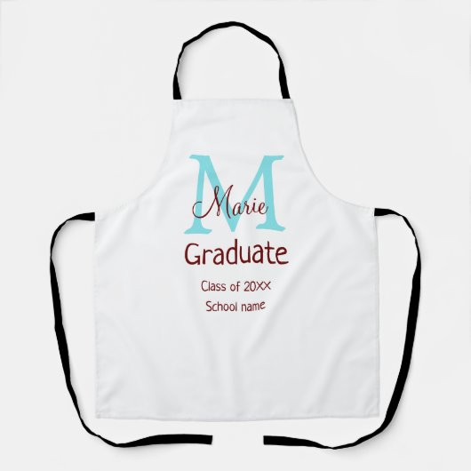Tablier Gradué ajouter nom monogramme vert rose simple min (Recto)