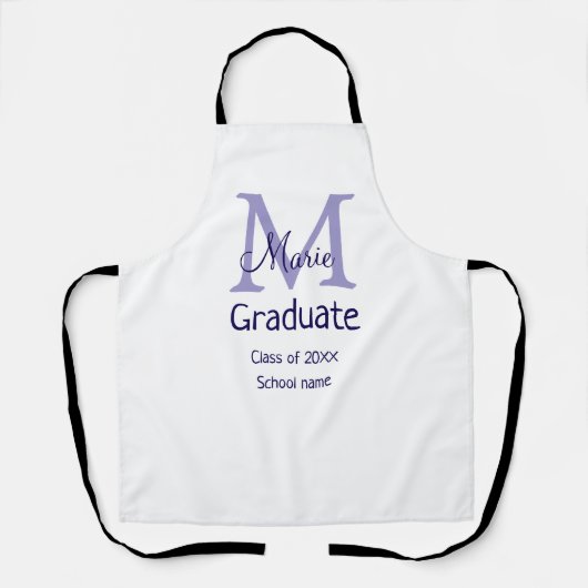 Tablier Gradué ajouter nom monogramme violet simple m mini (Recto)
