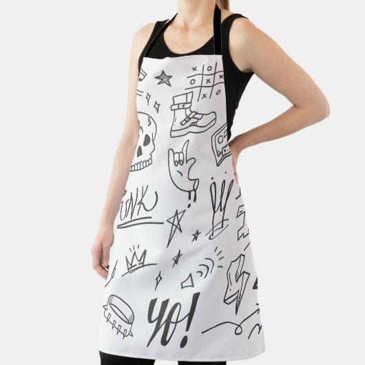 Tablier Graffiti Doodles : Punk Music Scribble (Insitu)