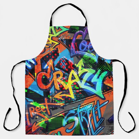 Tablier Graffiti lumineux, design graphique urbain. (Recto)