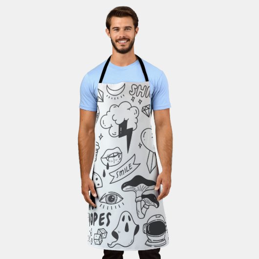 Tablier Graffiti mignon : Doodle Art Set. (Porté)