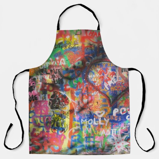 Tablier Graffiti multicolore sur mur en béton (Recto)