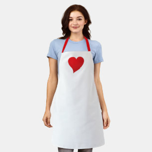 Tablier Grand Coeur rouge, amour, blanc