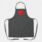 Tablier Grand Coeur Rouge, Amour, gris charbon (Recto)