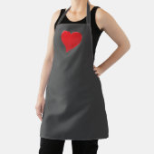 Tablier Grand Coeur Rouge, Amour, gris charbon (Insitu)