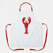 Tablier Grand homard rouge profond sur blanc (Recto)